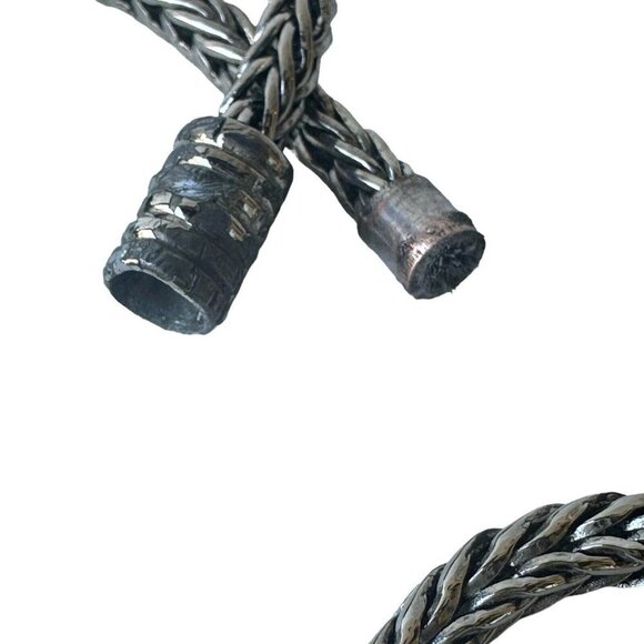 VTG Purple Optic Glass Silver Plated Pendant Necklace Matching Earrings 17"+ - Picture 4 of 9